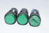 Lot of 3 Kacon K16-170 16 mm Green Pilot Lamp, Round, 24VDC LED