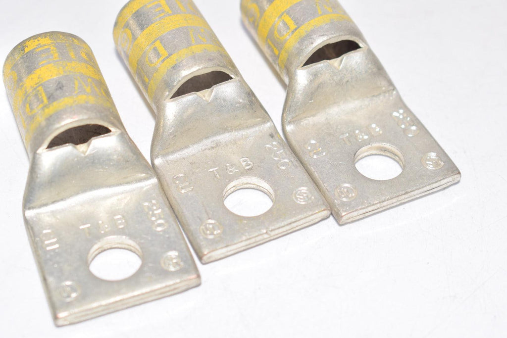 Lot of 3 T&B Thomas & Betts Yellow Die Terminal Lugs