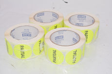 Lot of 4 Rolls of ULINE Circle Inventory Control Labels - ''Partial'', 2'' S-11401, (500) Per Roll