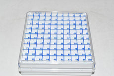 Lot of 5 Nunc 264263 Vial Storage Box and Rack, White Polycarbonate 10 x 10 Box with Blue 4 x 6 Polyketone Rack