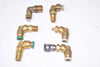 Lot of 6 Brass Parker Elbow Fittings, Pneumatic, Mixed Lot