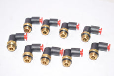 Lot of 9 NEW SMC S'Pore Elbow Pneumatic Fittings, Push to Connect 1/8''