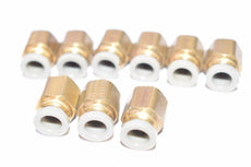 Lot of 9 Parker Brass 1/4'' Push to Connect Pneumatic Fittings