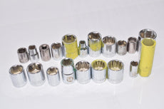 Mixed Lot of 20 Sockets Metric & SAE Mixed Sizes, Stanley, Crescent, Craftsman Etc
