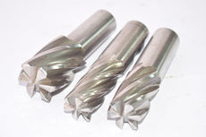 Mixed Lot of 3 HS 6-Flute Spiral Flute End Mills 1-1/2'' Cut Dia - 1-1/8'' Cut Dia