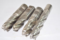 Mixed lot of 4 HSS Spiral Flute End Mills, 1'' Cut Dia, 4 Flute - 6 Flute