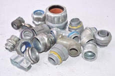 Mixed Lot of Conduit Fittings, Connectors, Elbows, Mixed Sizes