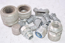 Mixed lot of Conduit Fittings, Male Connectors, Couplers, Clamps