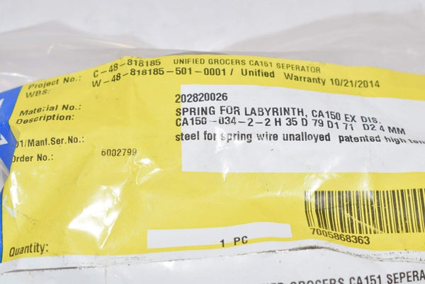 NEW Andritz Separation Spring Labyrinth CA150 Steel Spring 202820026 ...