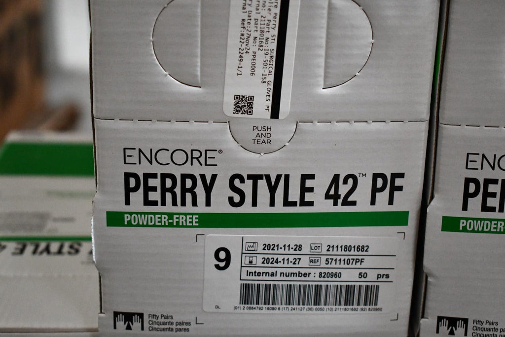 NEW ANSELL 5711107PF ENCORE PERRY STYLE 42 PF SURGICAL GLOVES, SIZE 9, 50 PAIRS