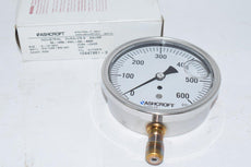 NEW Ashcroft Industrial Duralife 3-1/2 Pressure Gauge, 35-1009-AWL-02L-600# Glycerin