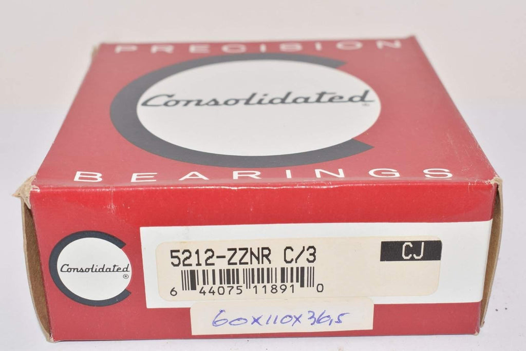 NEW Consolidated Bearing DOUBLE ROW ANGULAR CONTACT 5212-ZZNR C/3