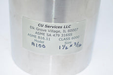 NEW CU Services A100 1-1/2 x 3/16 ASME B16.11 Class 6000 Inlet Valve Cylinder 316SS