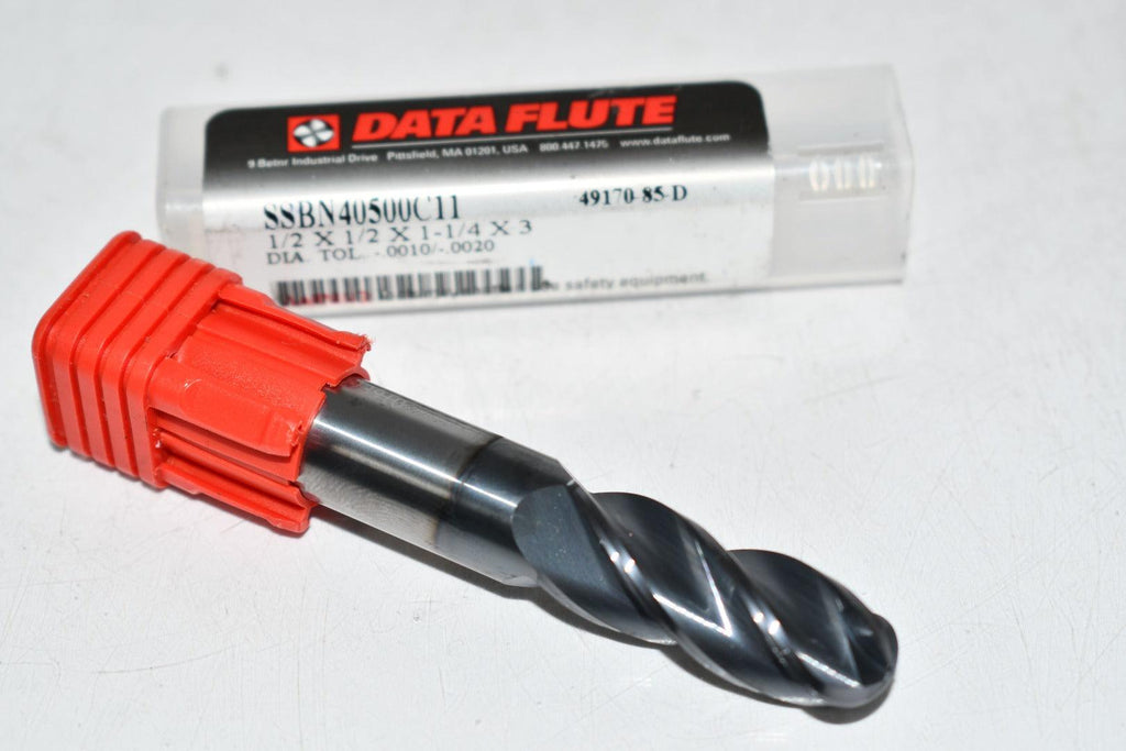 NEW Data Flute SSBN40500C11 Carbide Ball Nose End Mill 4FL 1/2 x 1/2 x