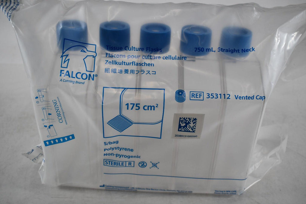 Lab Falcon Flasks NEW Falcon 353112 175cm Rectangular TC-Treated Straight Neck Cell Cul ...