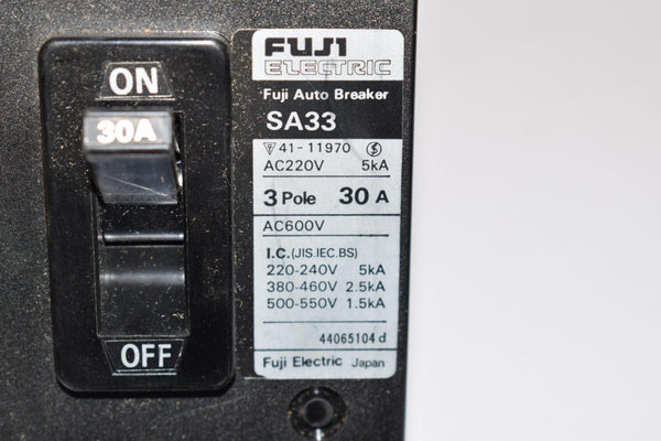 NEW Fuji Electric SA33 Circuit Breaker Switch 3 Pole 30A AC 600V – VB ...