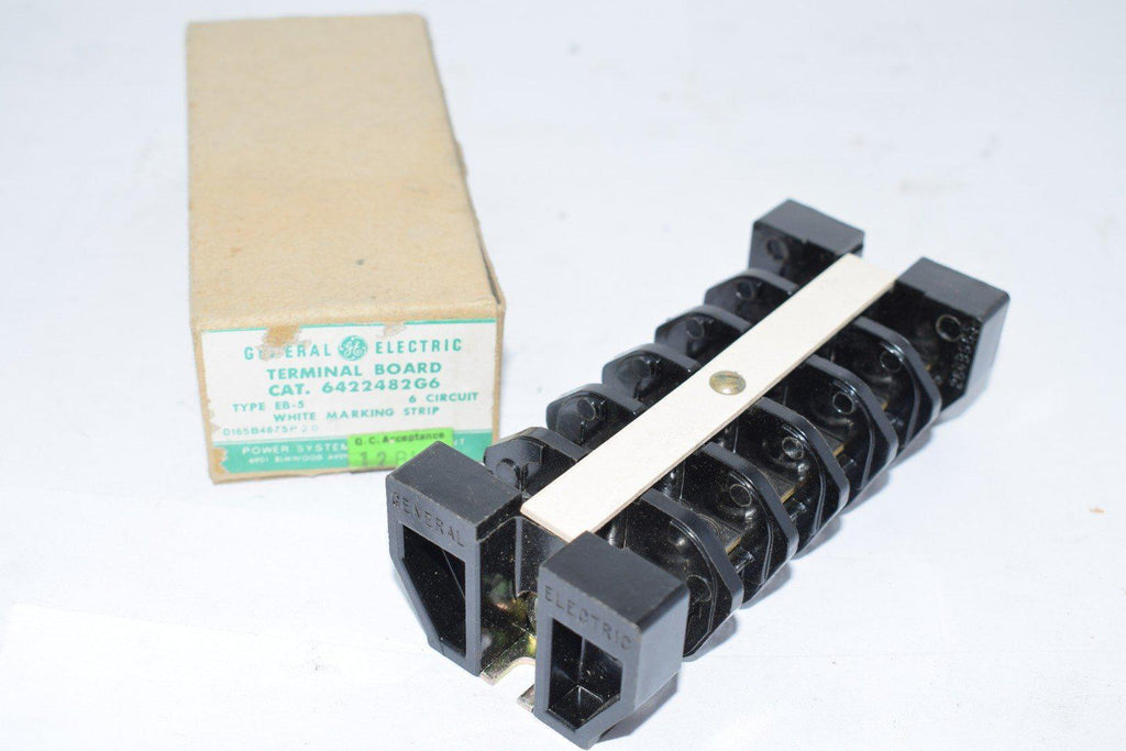 NEW GE GENERAL ELECTRIC 6422482G6 TERMINAL BLOCK TYPE EB-5 6 CIRCUIT W/ WHITE MARKING STRIP W/ MOUNTING