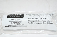 NEW MatTek P35G-1.5-20-C 35 MM DISH, NO. 1.5 UNCOATED COVERSLIP, 20 MM GLASS DIAMETER