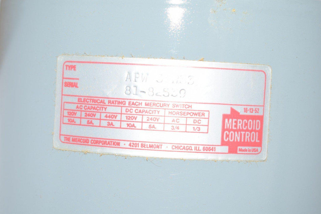 NEW MERCOID CONTROL APW-3 RG33 PRESSURE SWITCH APW3R33 – VB Industrial ...