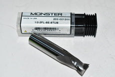NEW Monster 202-001200 1/2 Dia, 5/8 LOC, 2-1/2 OAL, 2-Flt, Carbide Square End Mill- Single End, 30 Deg. Helix, Uncoated, USA