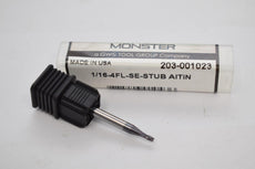 NEW MONSTER 203-001023 Carbide End Mill, 1/16In, 4FL, Single
