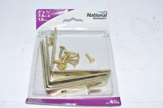 NEW National Hardware N190-850 Corner Braces 3 By 3/4 By 0.11 Inch Brass Finish Steel 4 Pack