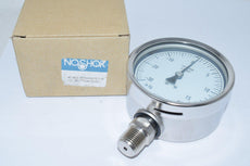 NEW Noshok 40.400 30'' HG 15 PSI 1/2'' Bottom Pressure Gauge