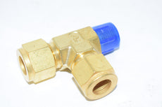 NEW Parker 8MRT6N-B A-lok male run tee, brass, 1/2'' double ferrule tube fitting x 3/8'' MNPT (side) x 1/2'' double ferrule tube fitting