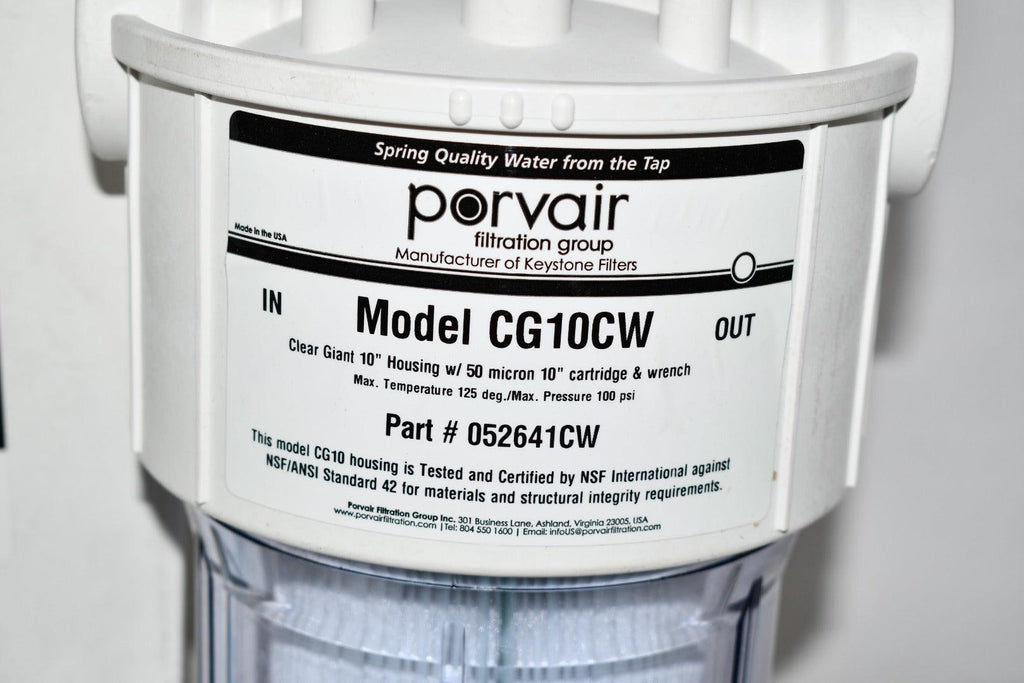 NEW Porvair CG10, Giant Filter Housing Full Size/Clear Bowl w