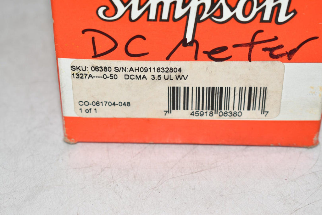 NEW Simpson 06380 Analog Panel Meter, Black Spade Type Pointer, DC Cur ...