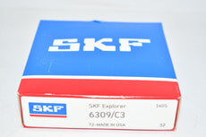 NEW SKF 6309/C3 Radial Deep Groove Ball Bearing - Round Bore, 45 mm ID, 100 mm OD, 25 mm Width, Open, Without Snap Ring, C3