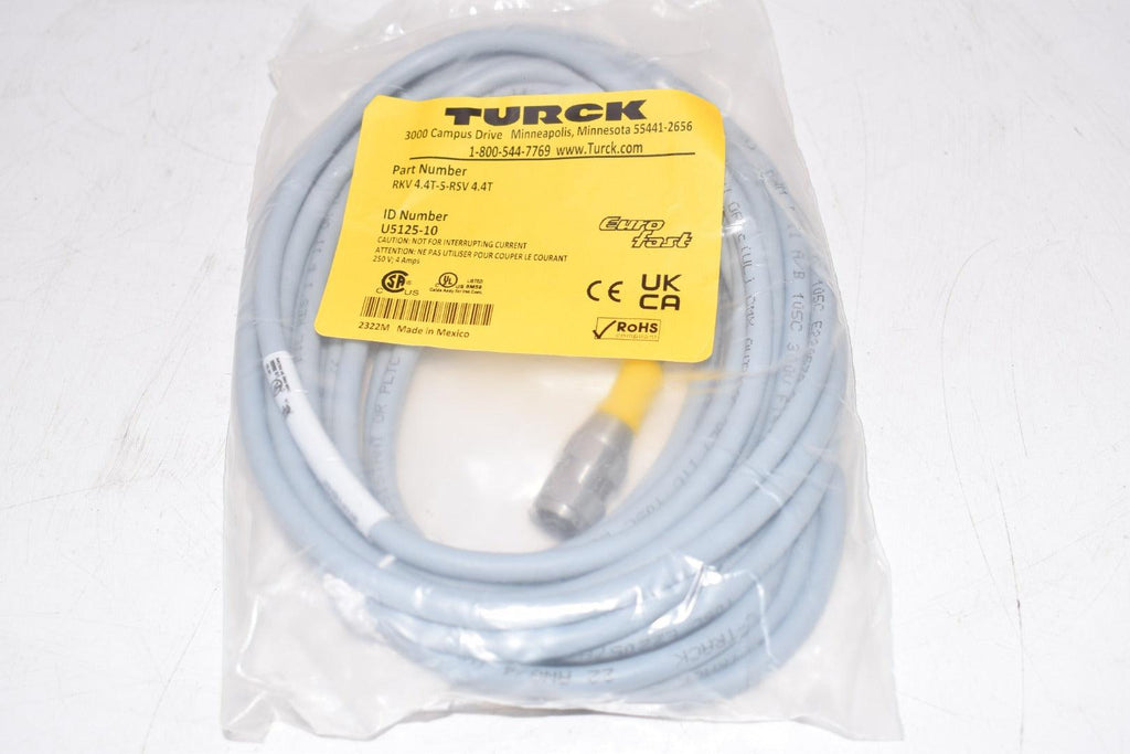 NEW TURCK RKV 4.4T-5-RSV 4.4T M12 eurofast Cordset Straight, Female connector