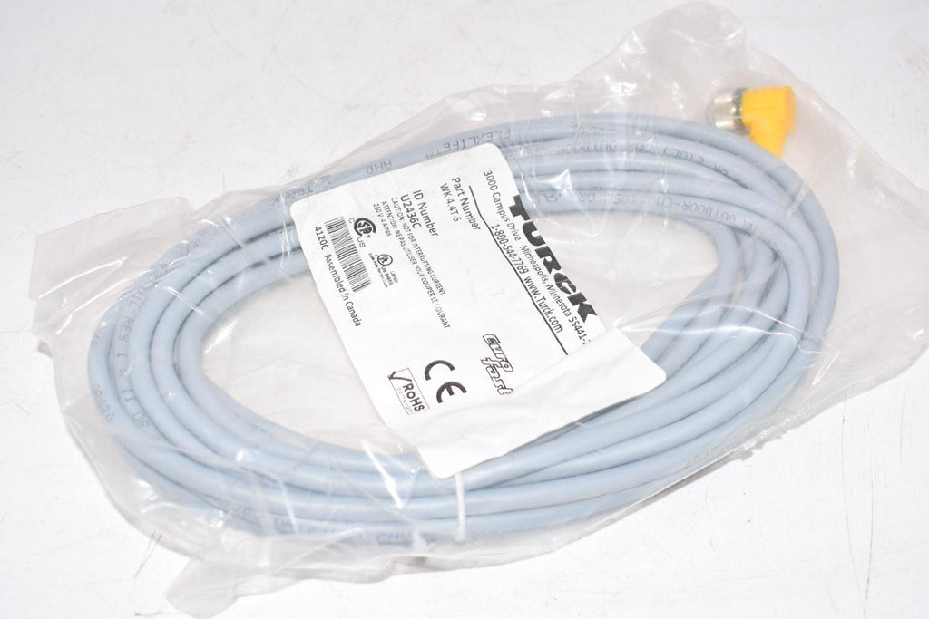 NEW TURCK WK 4.4T-5 Double-ended Cordset Right angle Female Connector to Right angle Male Connector