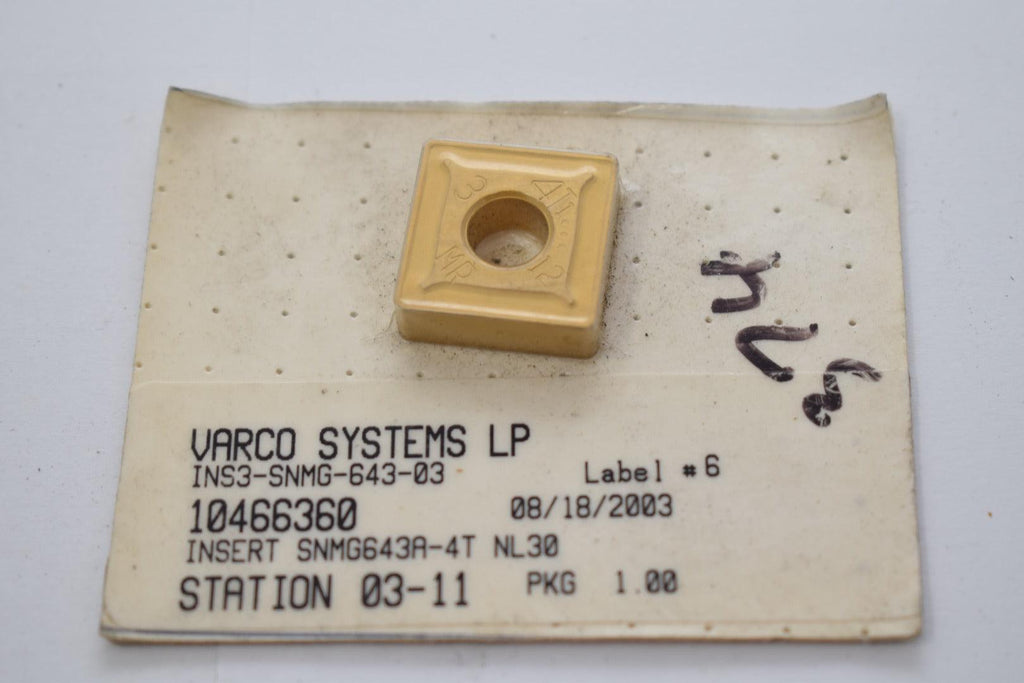 Varco Insert NEW Varco Systems SNMG643A-4T NL30 Grade Carbide Insert – VB Industrial ...