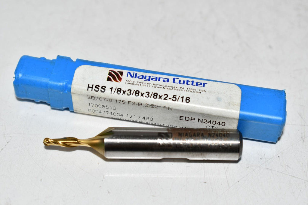 Cutter Loc Niagara Cutter N24040 1/8'' Size, 3/8'' LOC, 2 Flute, High Speed Steel ...