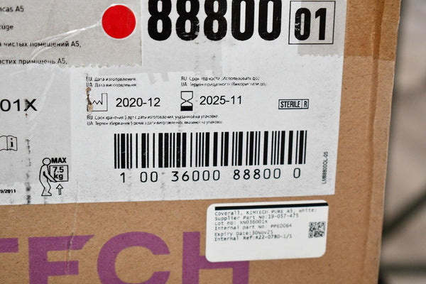 Pack 25 NEW Kimberly Clark Kimtech 88800 A5 Sterile Cleanroom Coverall