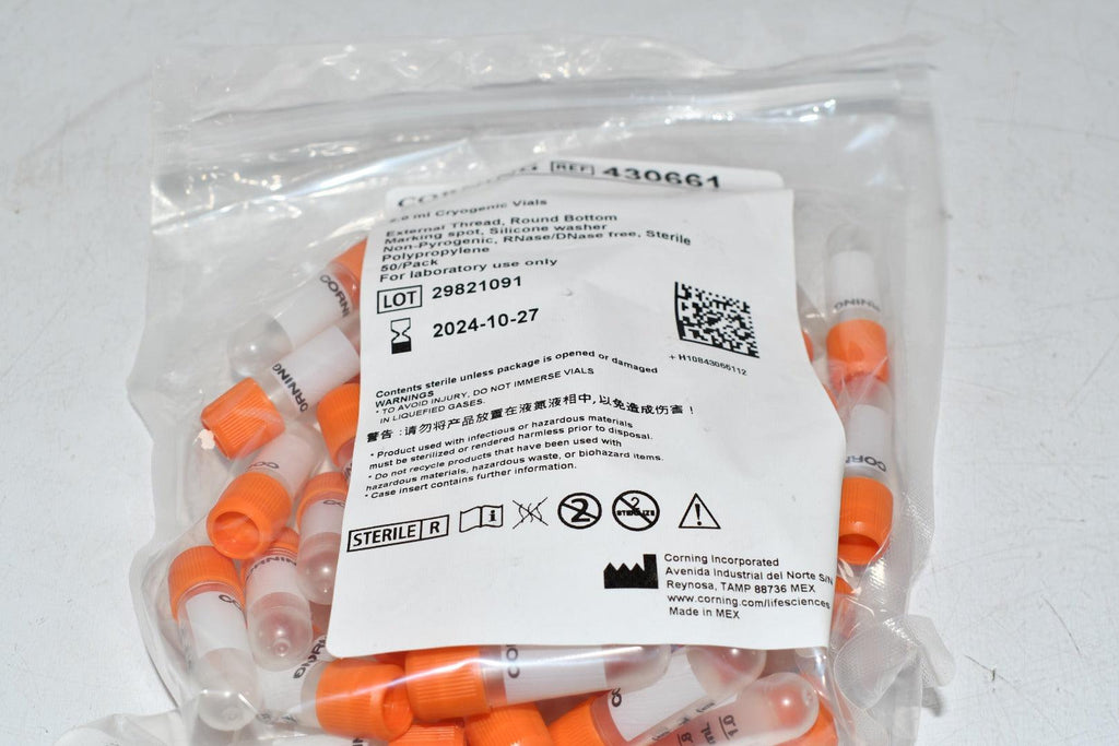 Pack of 20 NEW Corning 2 mL Threaded Polypropylene Cryogenic Vial Roun ...