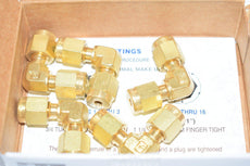 Pack of 5 NEW Parker 2EE2-B A-lok union elbow, brass, 1/8'' double ferrule tube fitting x 1/8'' double ferrule tube fitting