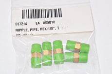 Pack of 5 NEW Parker, Nipple, Pipe Fitting, Hex, 1/8'', Brass