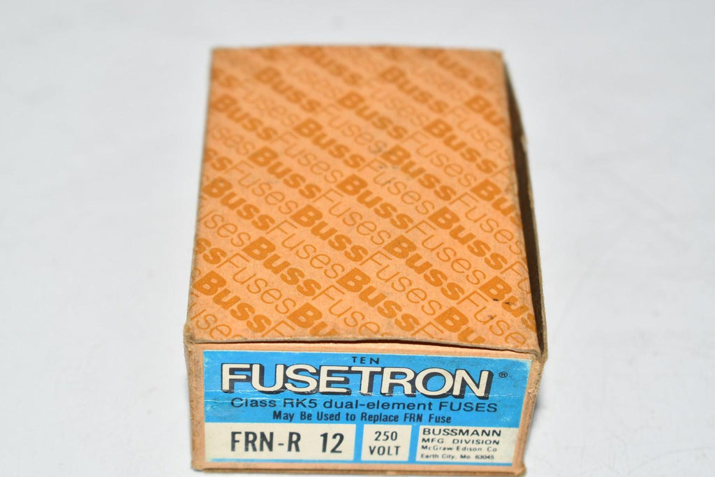 Pack of 6 NEW Bussmann Fusetron FRN-R 12 250V Fuses – VB Industrial Supply