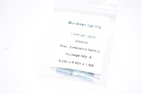 Pack of 6 NEW Gardner Spring 37036G Precision Extension Springs, .250