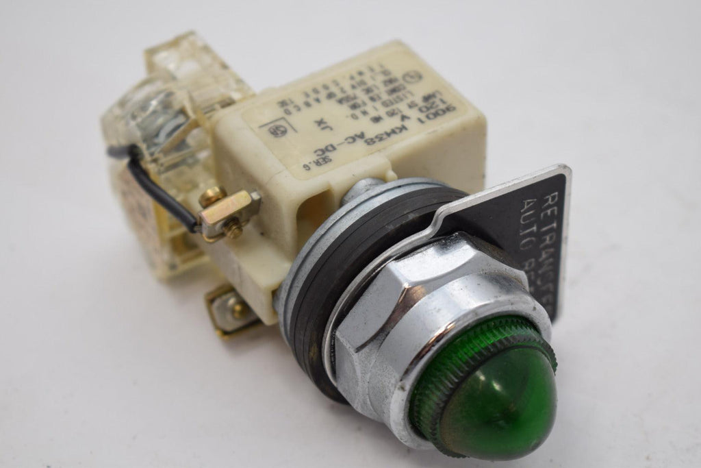 SQUARE D 9001 KM38 Green LIGHT MODULE LAMP 120V AC-DC w/ Face Plate Auto Return