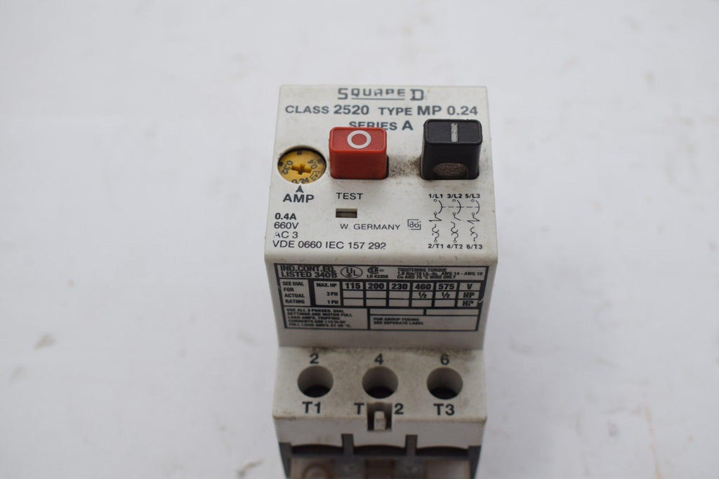 Square D Class 2520 Type MP 0.24 Ser. A Motor Starter Protector