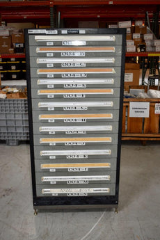 Stanley Vidmar 14 Drawer Modular Tool Storage Cabinet 63'' x 30'' x 27-1/2''