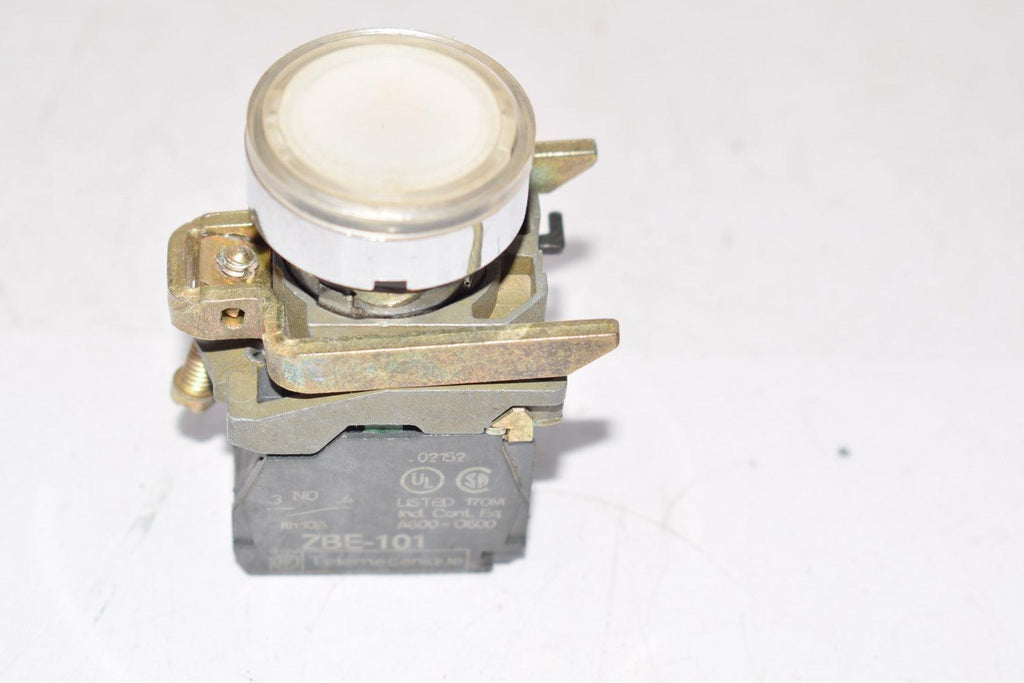 TELEMECANIQUE ZBE-101 Contact Block W/ White Push Button Switch 10A ...