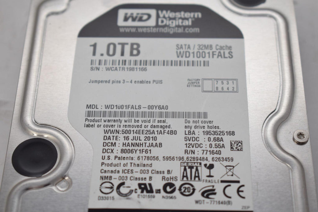 Western Digital WD1001FALS-00Y6A0 Caviar Black 1TB 7200RPM SATA HDD ...