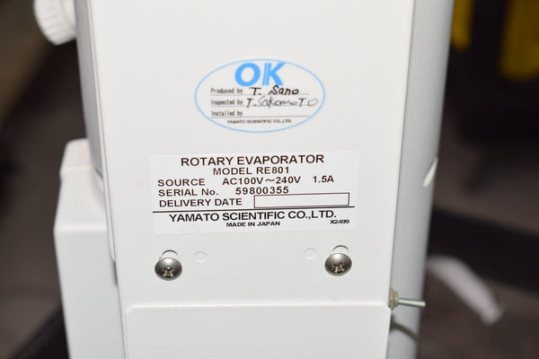 Yamato Scientific RE801 ROTARY EVAPORATOR 100-240V AC 1.5A - Tested Wo ...
